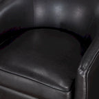 Faux Leather Wood Base Barrel Swivel Chair