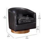 Faux Leather Wood Base Barrel Swivel Chair