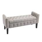 Fabric Flip Top Storage Ottoman with Rubberwood Legs