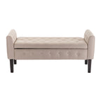 Fabric Flip Top Storage Ottoman with Rubberwood Legs