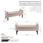 Fabric Flip Top Storage Ottoman with Rubberwood Legs