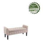 Fabric Flip Top Storage Ottoman with Rubberwood Legs