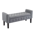 Fabric Flip Top Storage Ottoman with Rubberwood Legs