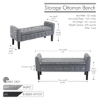 Fabric Flip Top Storage Ottoman with Rubberwood Legs