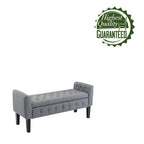 Fabric Flip Top Storage Ottoman with Rubberwood Legs