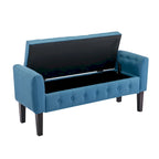 Fabric Flip Top Storage Ottoman with Rubberwood Legs