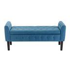 Fabric Flip Top Storage Ottoman with Rubberwood Legs