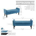 Fabric Flip Top Storage Ottoman with Rubberwood Legs