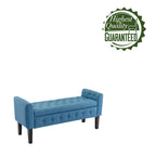 Fabric Flip Top Storage Ottoman with Rubberwood Legs