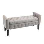 Fabric Flip Top Storage Ottoman with Rubberwood Legs