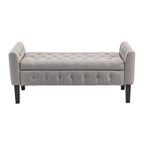 Fabric Flip Top Storage Ottoman with Rubberwood Legs