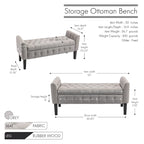 Fabric Flip Top Storage Ottoman with Rubberwood Legs