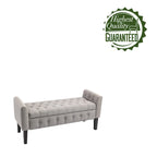 Fabric Flip Top Storage Ottoman with Rubberwood Legs