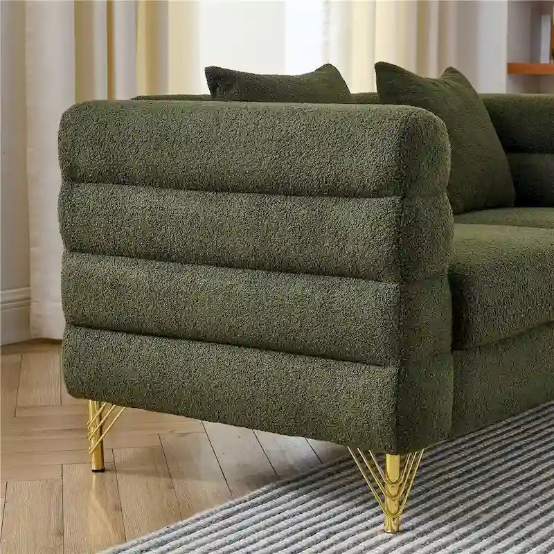 Oversized 2 Seater Sectional Sofa, Living Room Fabric Sectional Sofa