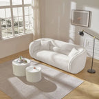 Modern Contemporary 91 Upholstered Curved Sofa With 2 Pillows for Living Room