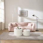 Modern Contemporary 91 Upholstered Curved Sofa With 2 Pillows for Living Room