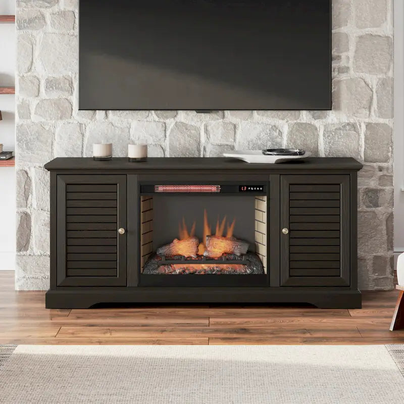 Bridgevine Home Topanga 68 inch Electric Fireplace TV Console for TVs up to 80 inches