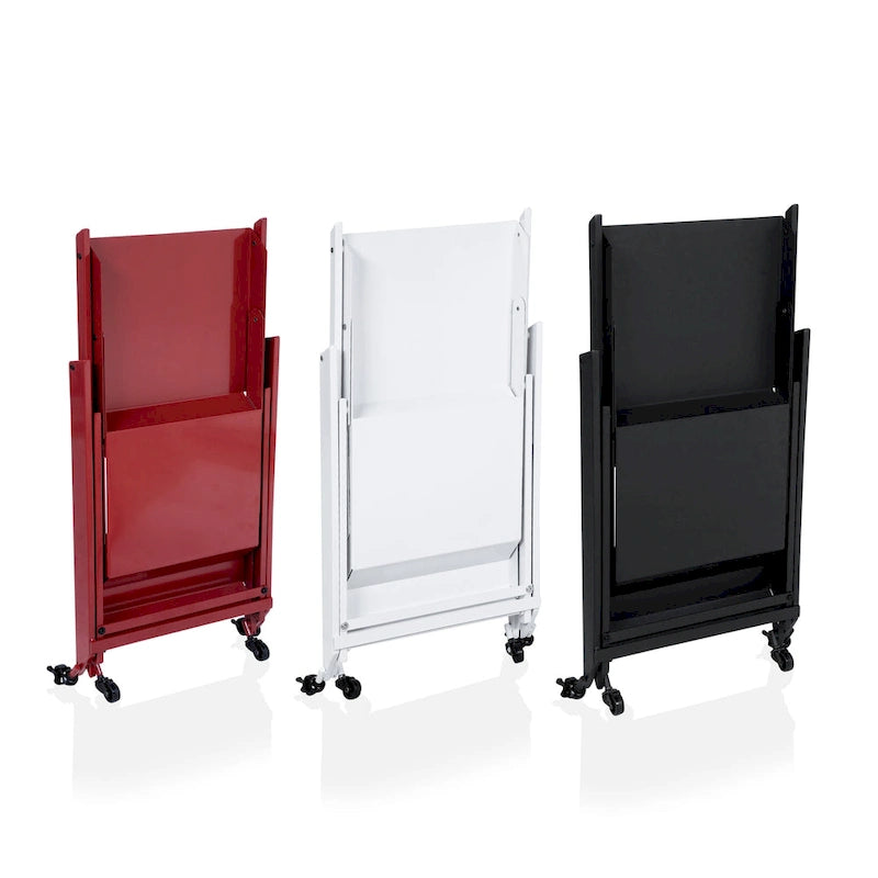 Zonnie Contemporary Steel 2-Shelf Folding Server Cart with Wheeled Base by Furniture of America