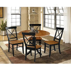 42 in. Drop Leaf Table with 4 Cross Back Dining Chairs - 5 Piece Set