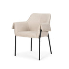 Brently Dining Chair w/ Cream Boucle Fabric & Matte Black Metal Legs
