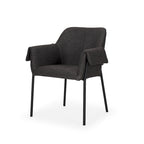 Brently Dining Chair w/ Cream Boucle Fabric & Matte Black Metal Legs