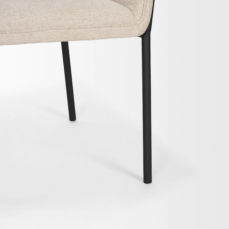 Brently Dining Chair w/ Cream Boucle Fabric & Matte Black Metal Legs