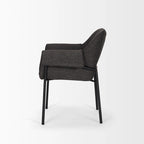 Brently Dining Chair w/ Cream Boucle Fabric & Matte Black Metal Legs