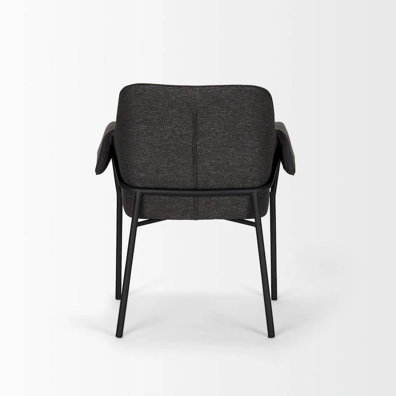 Brently Dining Chair w/ Cream Boucle Fabric & Matte Black Metal Legs