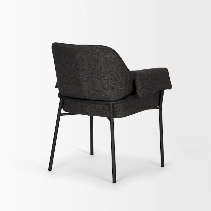 Brently Dining Chair w/ Cream Boucle Fabric & Matte Black Metal Legs