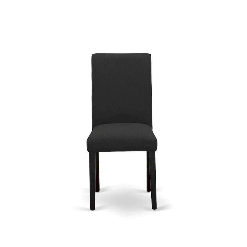 East West Furniture Dining Furniture Set- a Dining Table & Black Color Linen Fabric Upholstered Chairs, Black(Pieces Option)