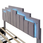 Queen Size Upholstered Platform Bed with LED Lights and 4 Drawers