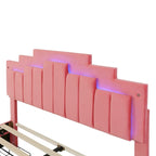 Queen Size Upholstered Platform Bed with LED Lights and 4 Drawers