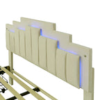 Queen Size Upholstered Platform Bed with LED Lights and 4 Drawers
