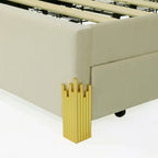 Queen Size Upholstered Platform Bed with LED Lights and 4 Drawers