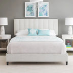 Boyd Sleep Leah Linen Fully Upholstered Platform Bed Frame with Adjustable Headboard
