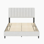 Boyd Sleep Leah Linen Fully Upholstered Platform Bed Frame with Adjustable Headboard