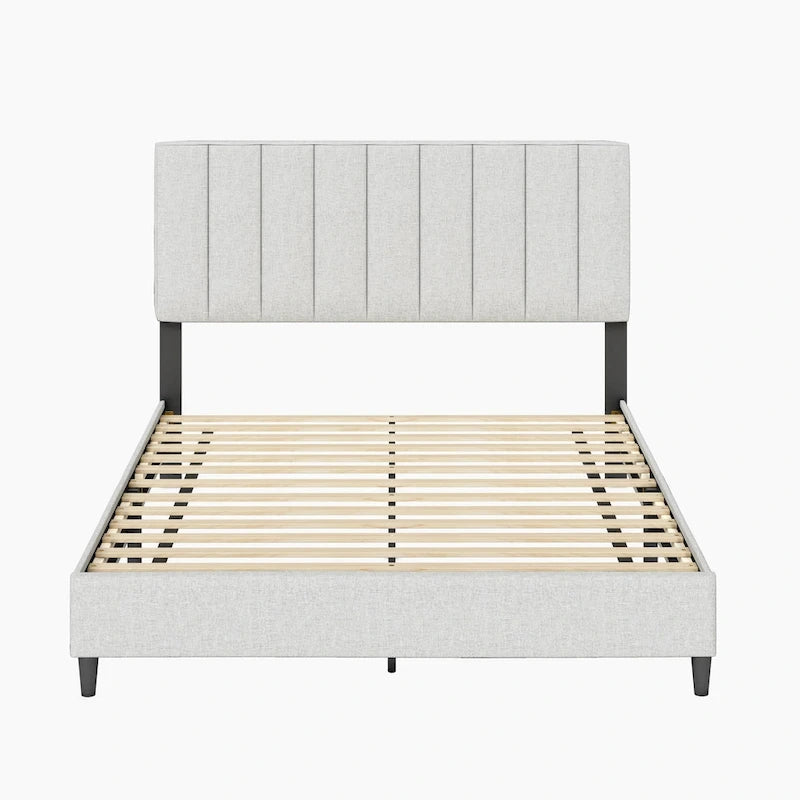 Boyd Sleep Leah Linen Fully Upholstered Platform Bed Frame with Adjustable Headboard