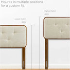 Glendale Traditional Beige Fabric Button Tufted King Walnut Wooden Headboard