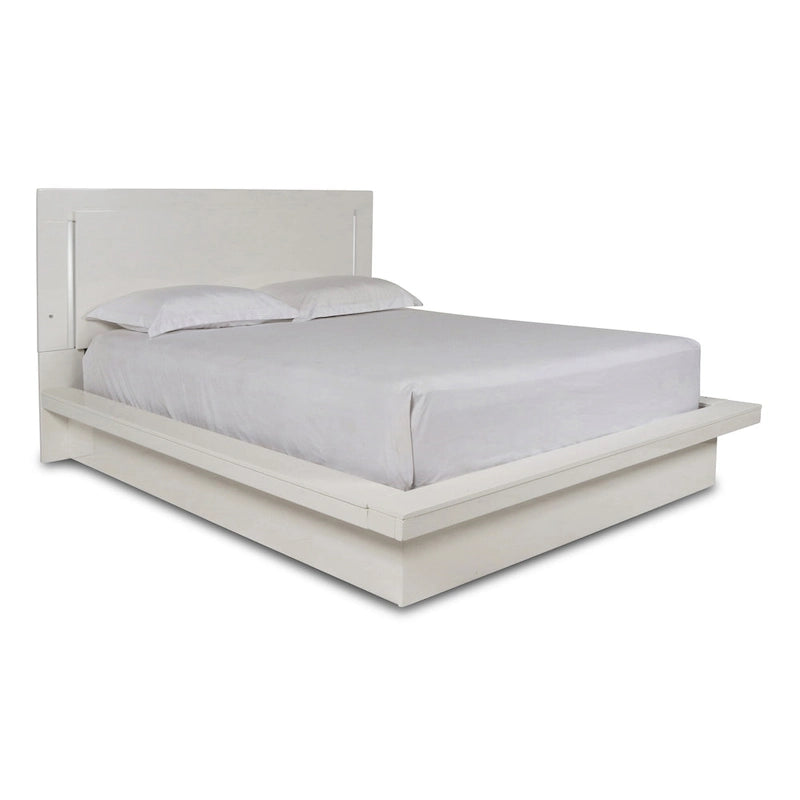 New Classic Furniture Vexa White High Gloss 4-Piece Bedroom Set with Nightstand