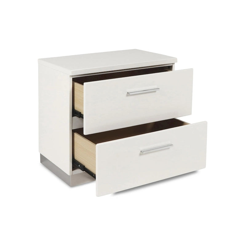 New Classic Furniture Vexa White High Gloss 4-Piece Bedroom Set with Nightstand