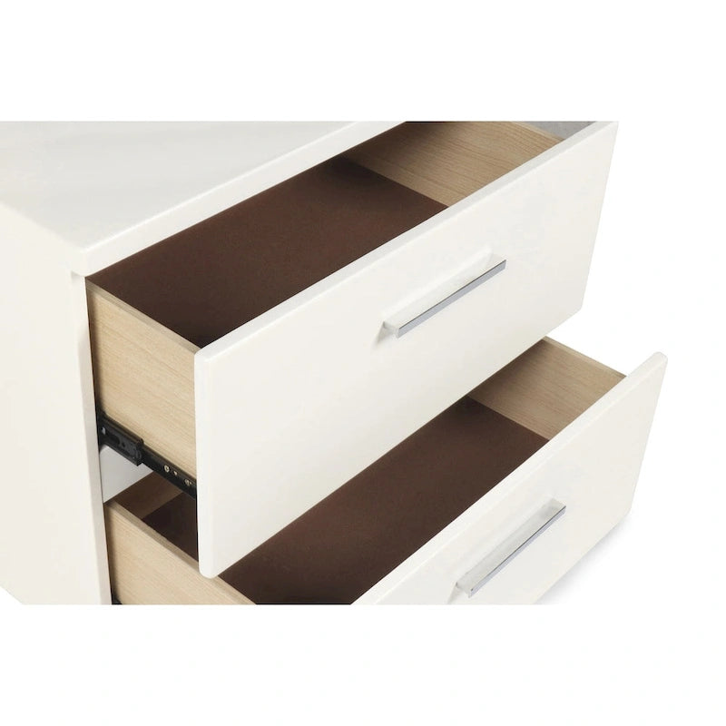 New Classic Furniture Vexa White High Gloss 4-Piece Bedroom Set with Nightstand