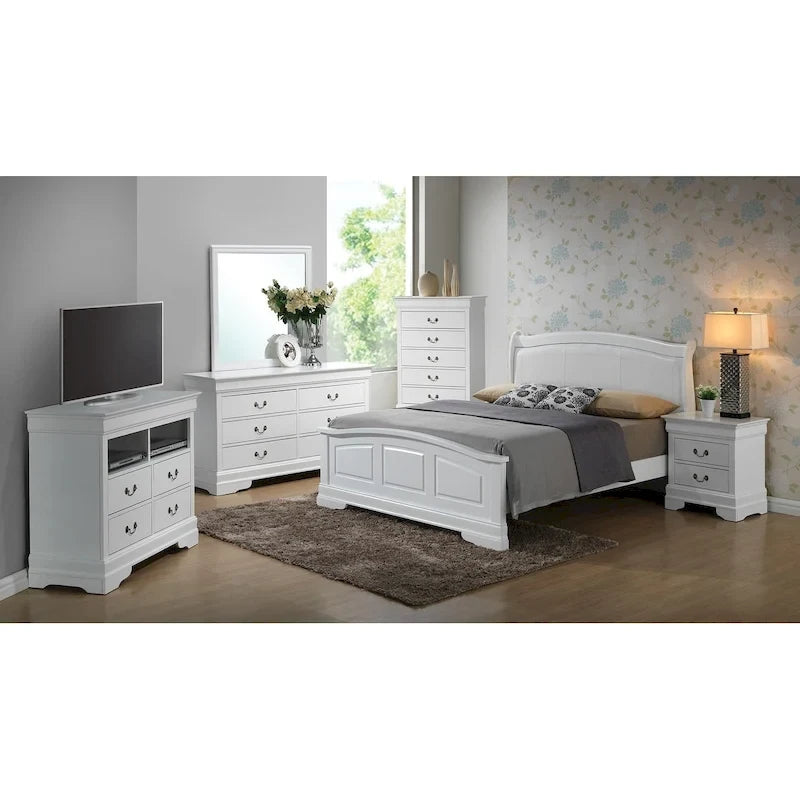 Louis Philippe Upholstered Wood King Panel Bed