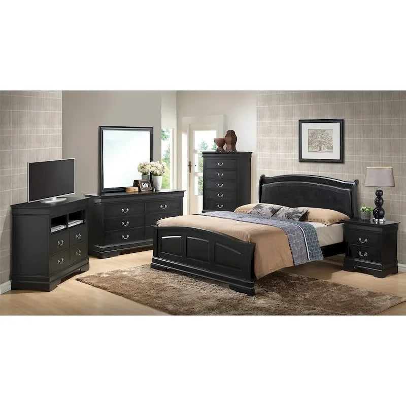 Louis Philippe Upholstered Wood King Panel Bed