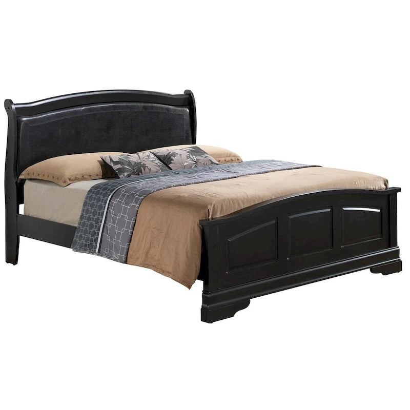 Louis Philippe Upholstered Wood King Panel Bed