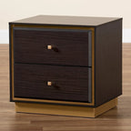 Cormac Transitional Wood/ Metal 2-Drawer Nightstand-Walnut/ Dark Brown