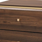 Cormac Transitional Wood/ Metal 2-Drawer Nightstand-Walnut/ Dark Brown