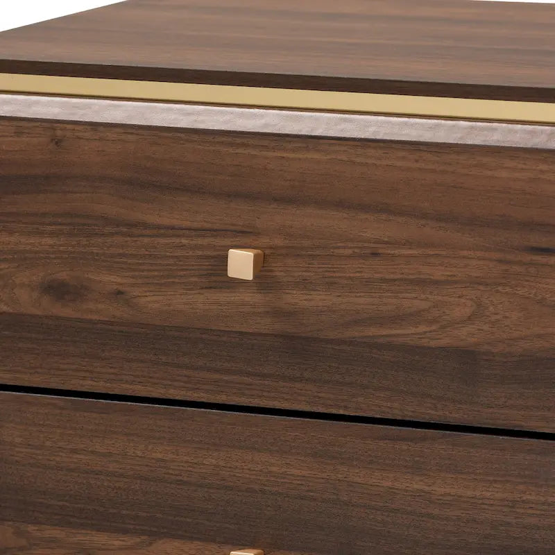 Cormac Transitional Wood/ Metal 2-Drawer Nightstand-Walnut/ Dark Brown
