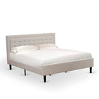 King Bedroom Set with 1 Bed and a Wire Brushed Butter Cream End Table - Mist Beige Linen Fabric Bed(Pieces Option)