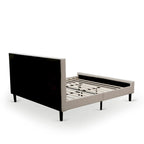 King Bedroom Set with 1 Bed and a Wire Brushed Butter Cream End Table - Mist Beige Linen Fabric Bed(Pieces Option)