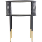 Metal Geometric Open Grid Frame 1 Shelf Accent Table or Coffee Table with Gold Legs Black Roche River Decor